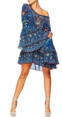 Camilla 'Kindness Kaleidoscope' A line frill dress Blue Size L for rent on The Volte - image 2