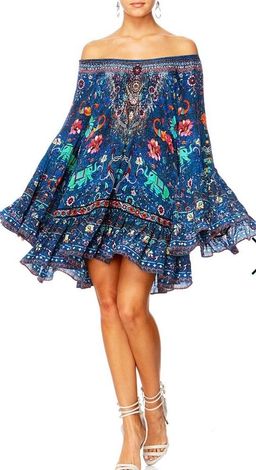 Camilla 'Kindness Kaleidoscope' A line frill dress Blue Size L for rent on The Volte - image 3