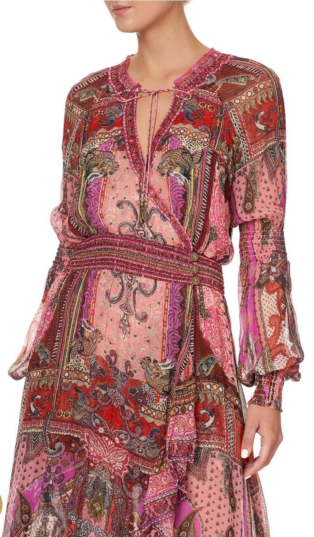 Camilla Lotus Lovers Blouson Sleeve Wrap Dress Size XL / AU 16 for rent on The Volte - main image