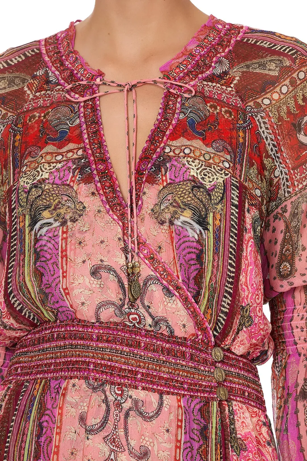 Camilla Lotus Lovers Blouson Sleeve Wrap Dress Size XL / AU 16 for rent on The Volte - main image