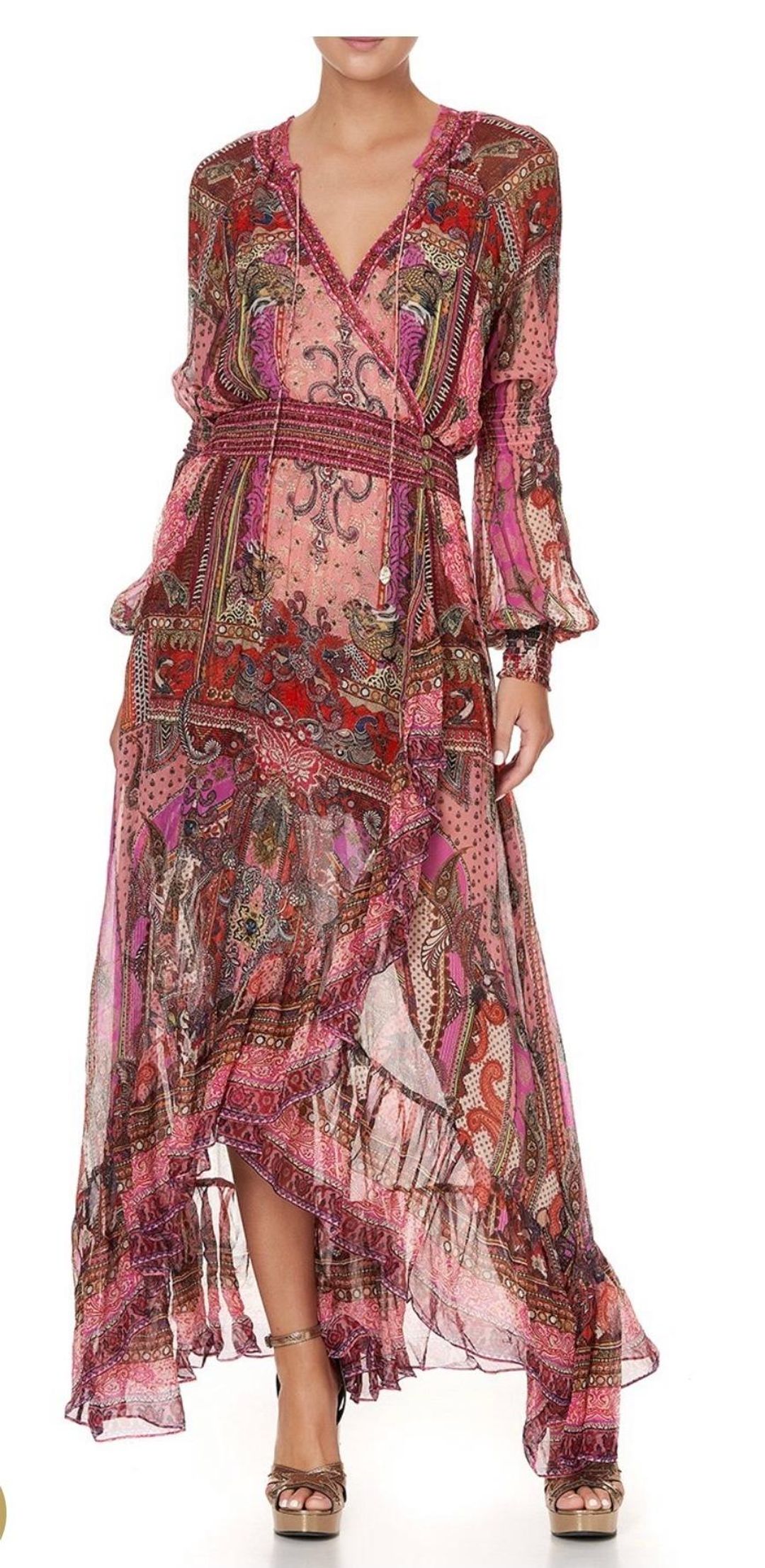 Camilla Lotus Lovers Blouson Sleeve Wrap Dress Size XL / AU 16 for rent on The Volte - main image