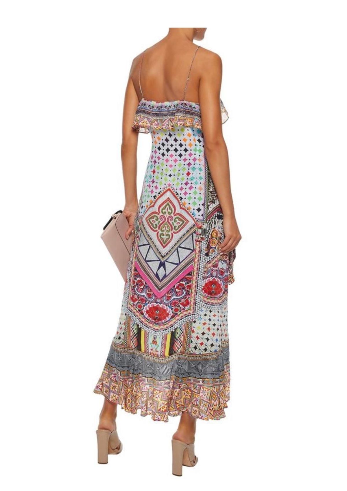 Camilla Girls Club Wrap Frill Midi Dress Multi Size 10 - Image 4