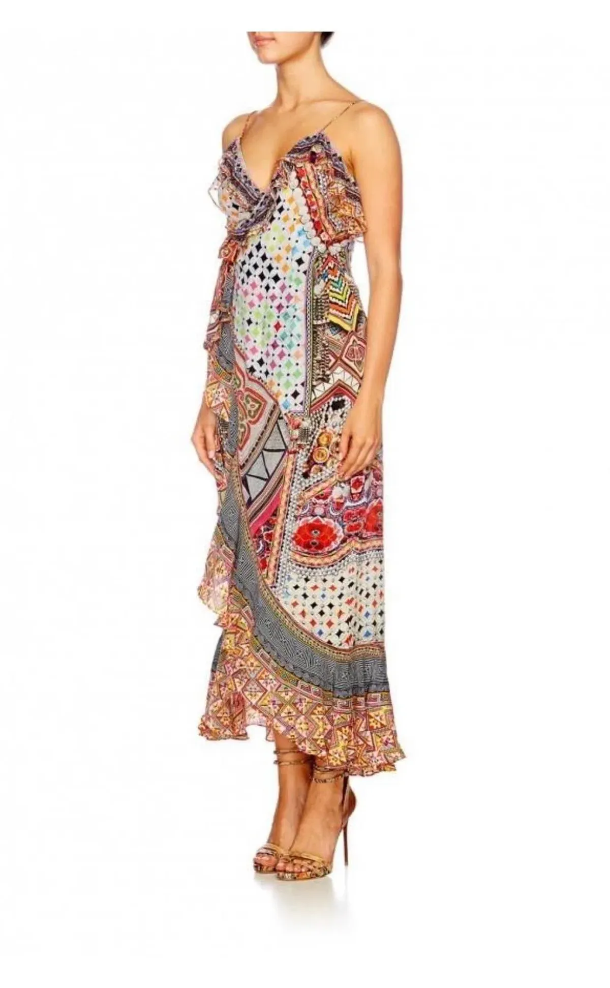 Camilla Girls Club Wrap Frill Midi Dress Multi Size 10 - Image 2