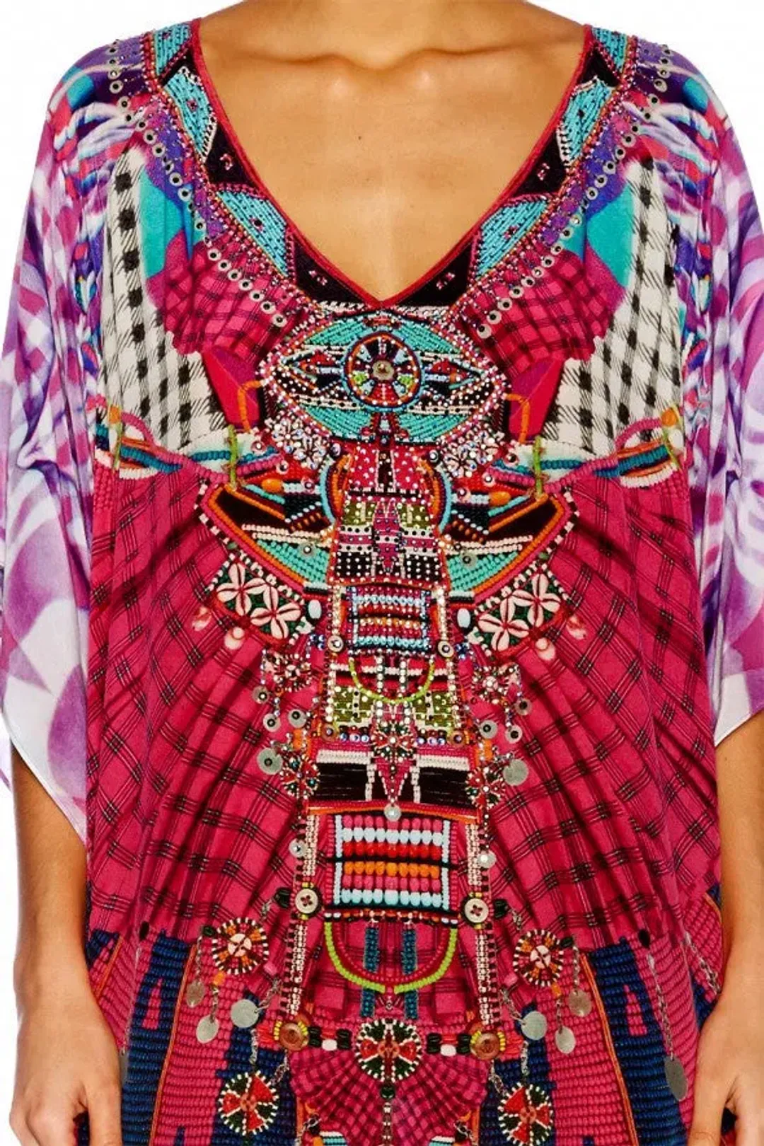 Camilla Discotheque Long V Neck Kaftan Print Size 16 for rent on The Volte - main image