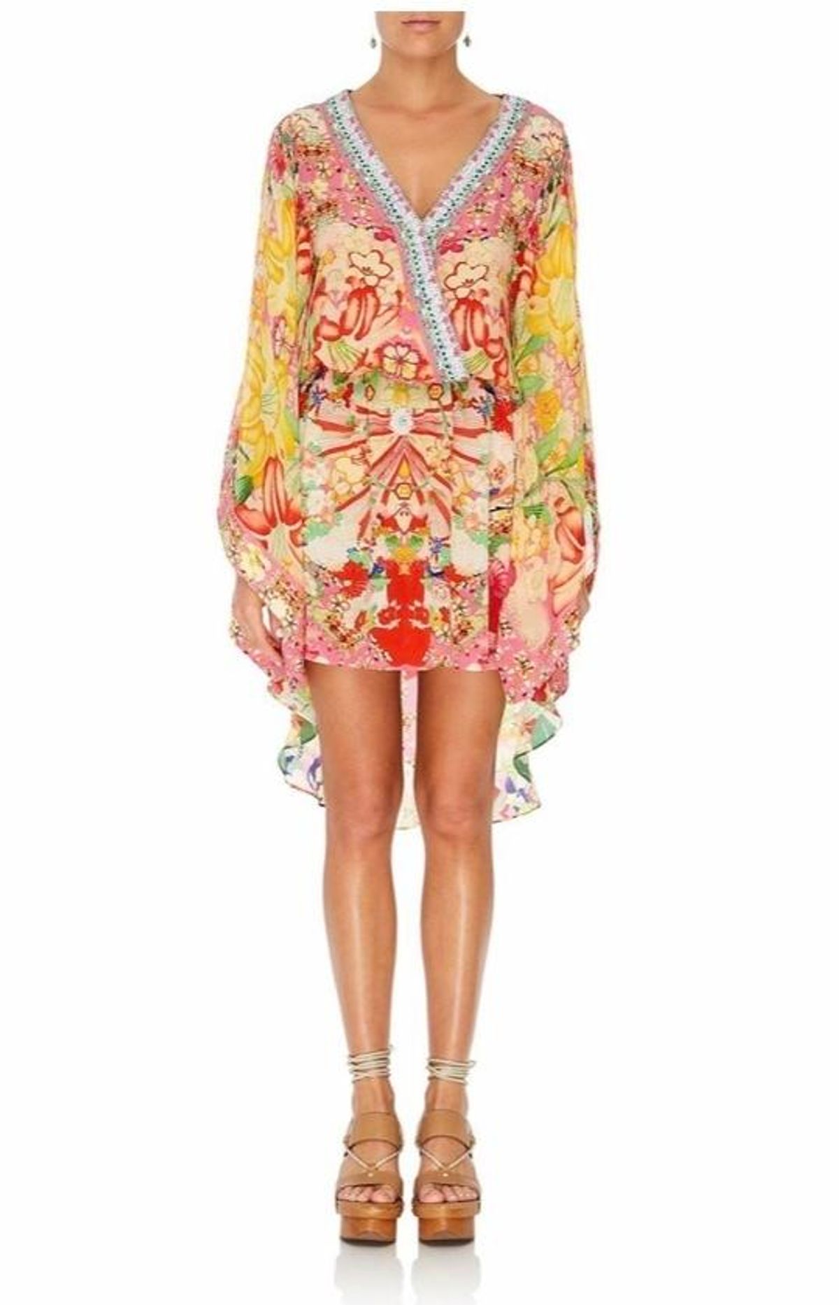 Camilla Kimono Kisses V neck Kimono Mini Dress With Tie Size 14 - Image 2
