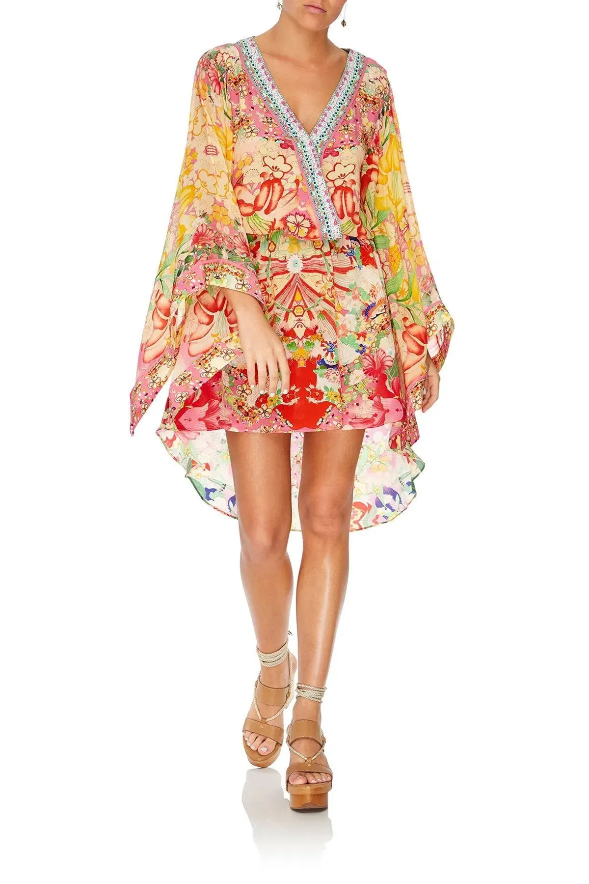 Camilla Kimono Kisses V neck Kimono Mini Dress With Tie Size 14 - Image 1