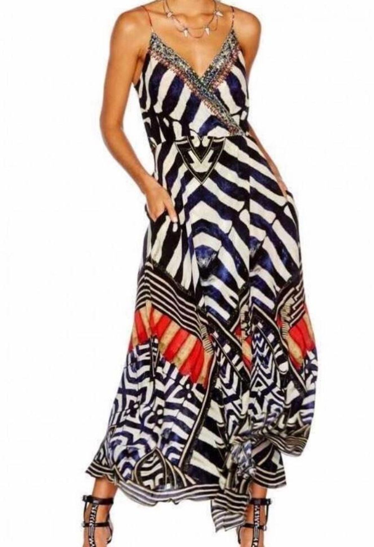 Camilla Louwalan Tales Strappy Wrap Dress Print Size 12 - Image 5
