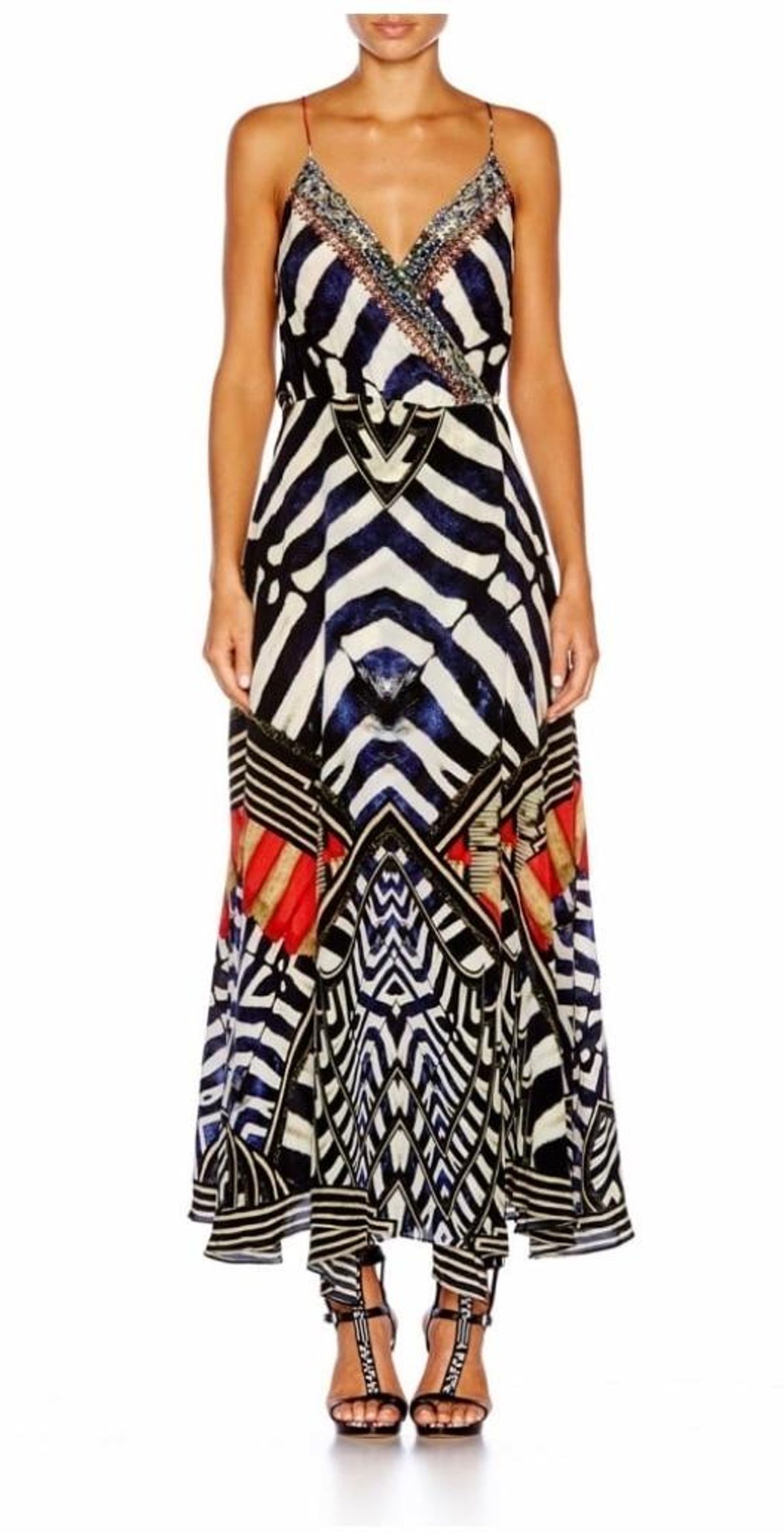 Camilla Louwalan Tales Strappy Wrap Dress Print Size 12 - Image 6