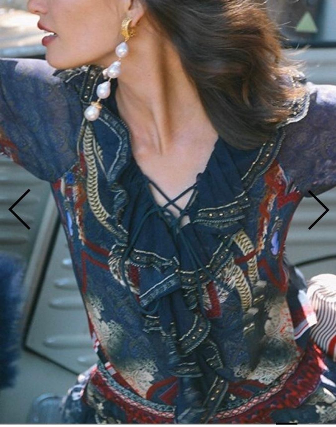 Camilla 'This Charming Woman' double frill skirt and lace up frill blouse Size 14 for rent on The Volte - main image