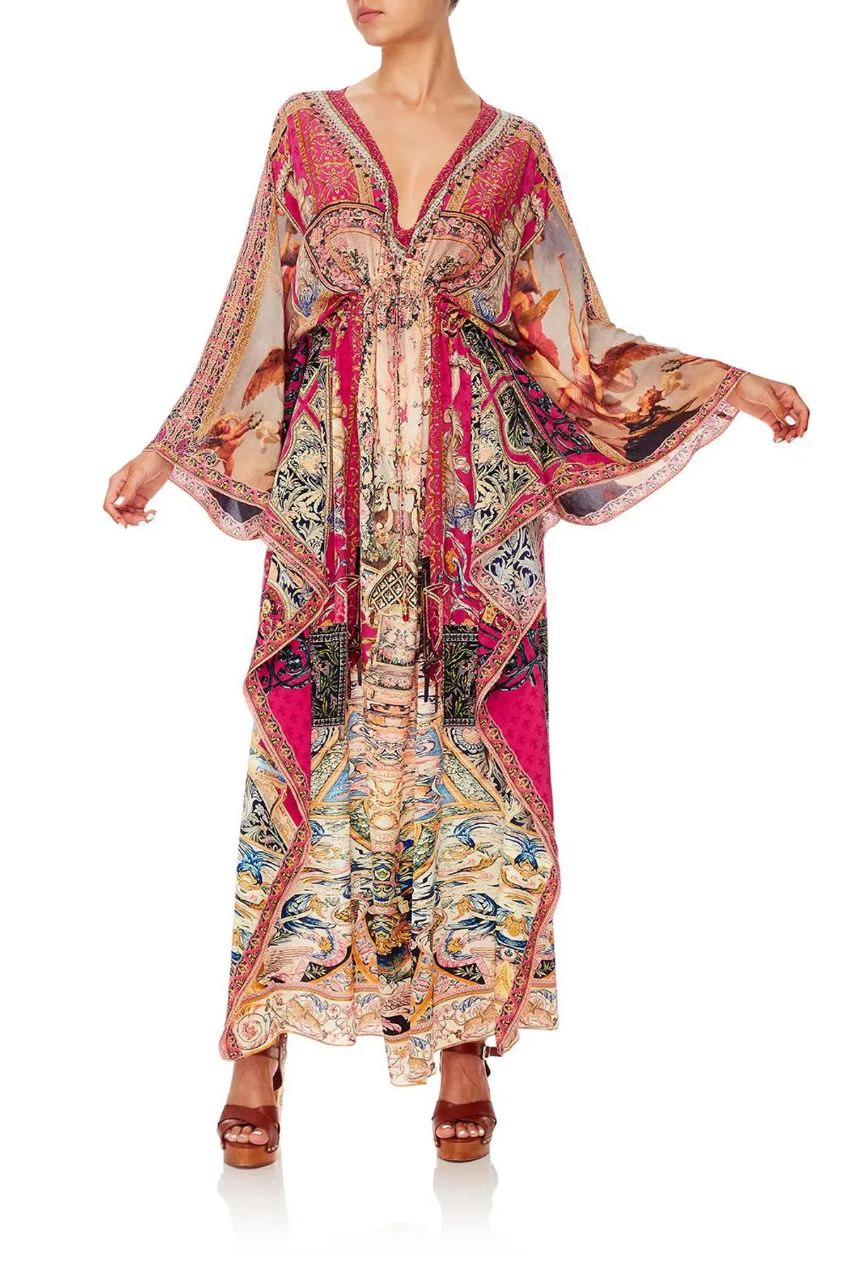 Camilla Lounge Hour V Neck Kaftan with Tie Waist One Size - Image 1