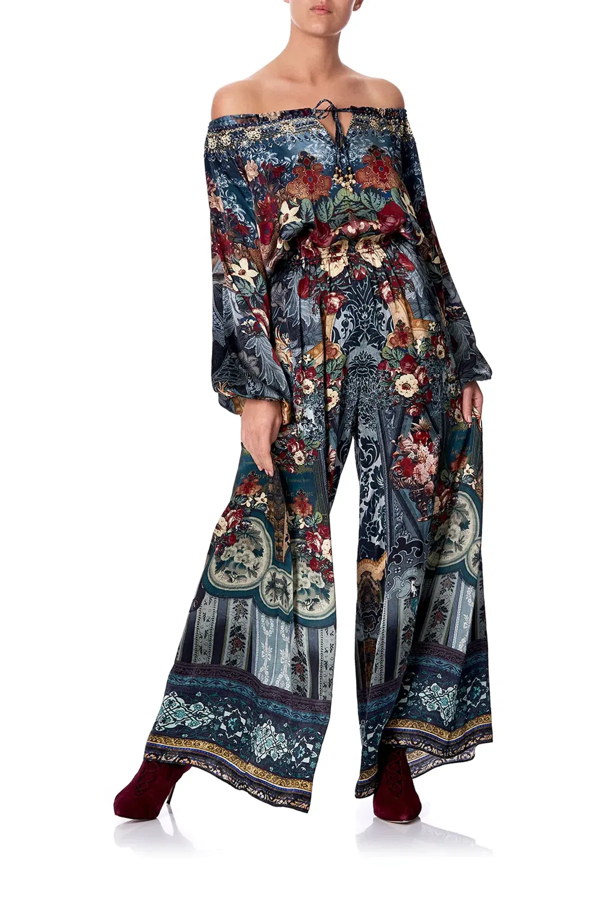 Camilla Hotel Boheme Jumpsuit with Blouson Sleeve Print Size L for rent on The Volte - main image