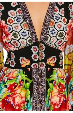 Camilla Painted Land Kimono Sleeve Dress with Shirring Detail Print Size 12 for rent on The Volte - image 7