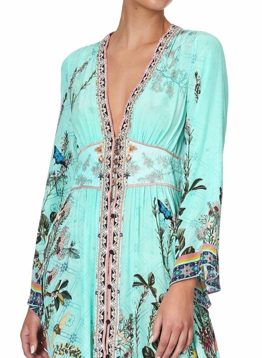 Camilla Millas Backyard Kimono Sleeve Dress With Shirring Detail Print Size L for rent on The Volte - main image