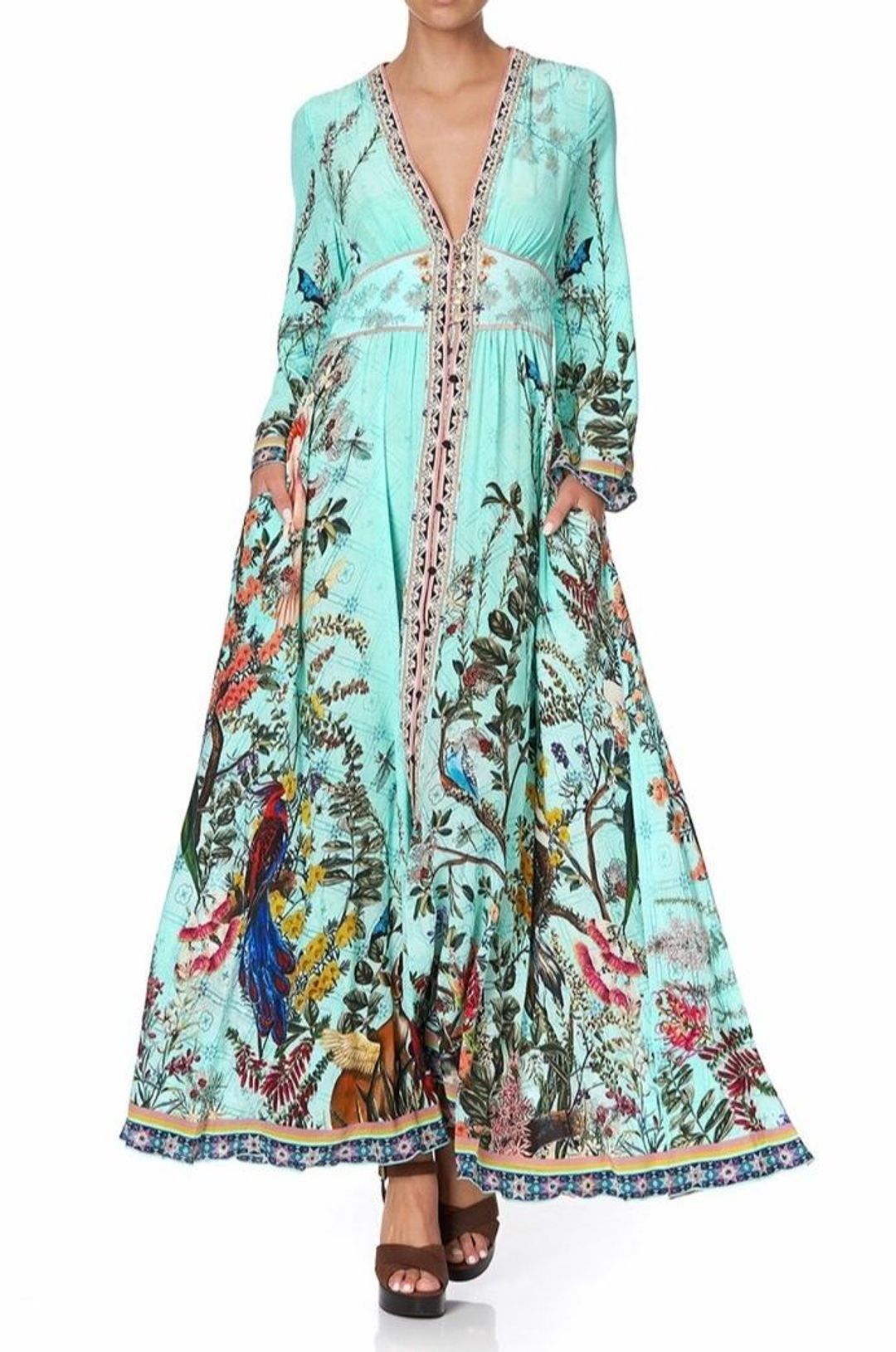 Camilla Millas Backyard Kimono Sleeve Dress With Shirring Detail Print Size L for rent on The Volte - main image