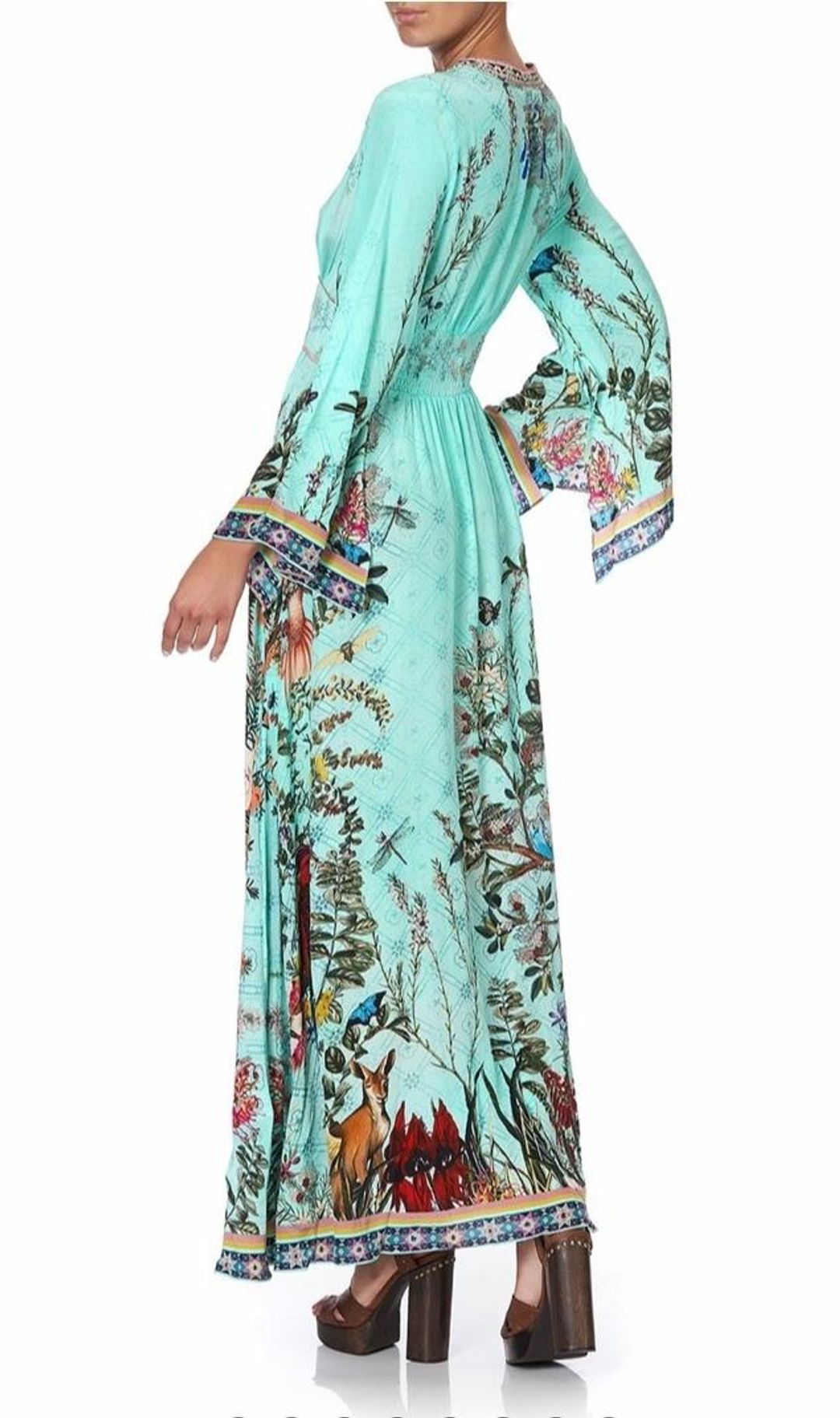 Camilla Millas Backyard Kimono Sleeve Dress With Shirring Detail Print Size L for rent on The Volte - main image