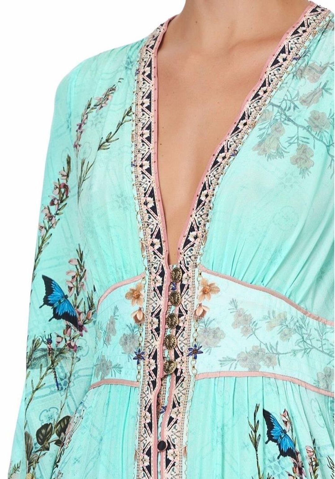 Camilla Millas Backyard Kimono Sleeve Dress With Shirring Detail Print Size L for rent on The Volte - main image