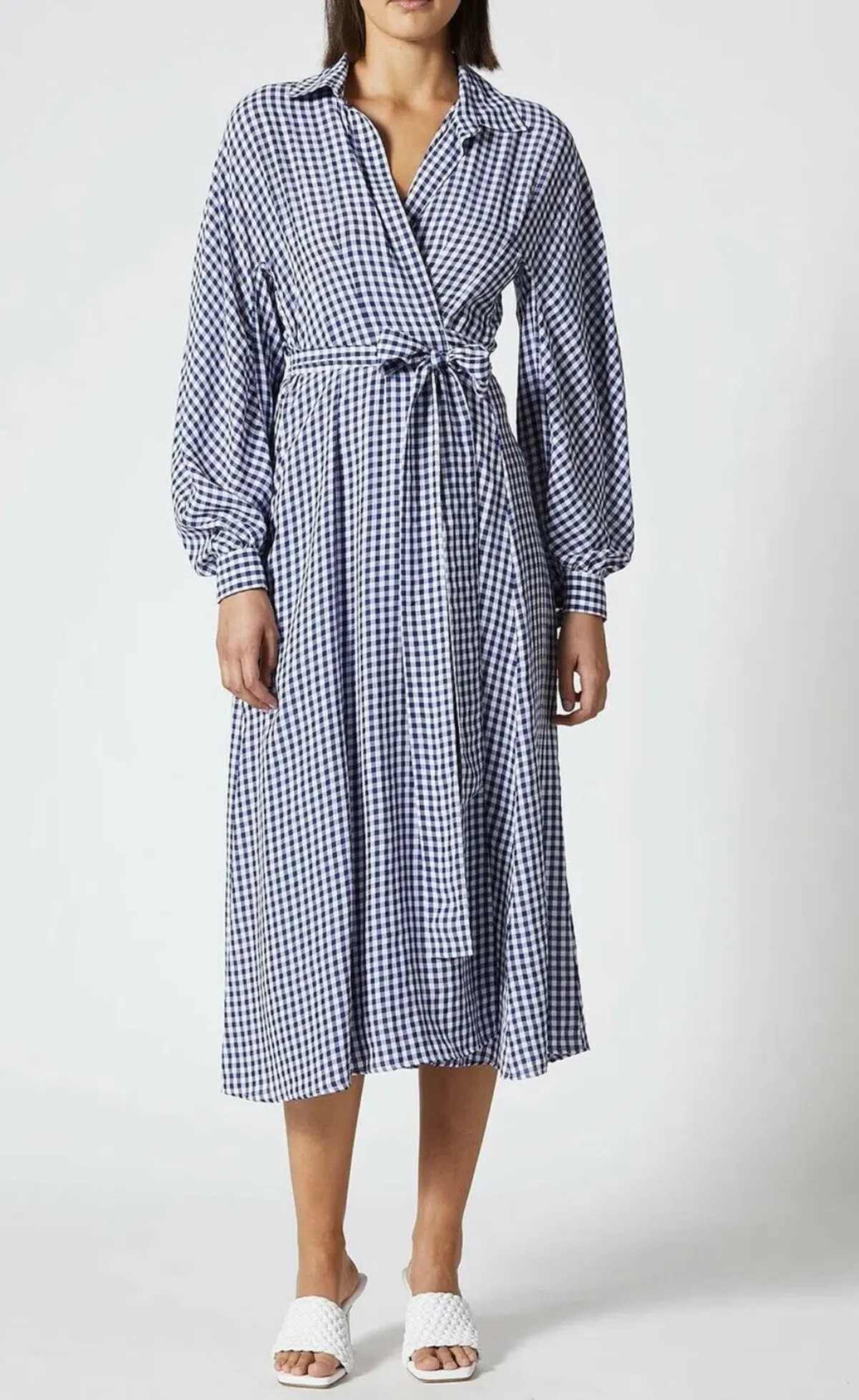 Scanlan Theodore Gingham Wrap Dress Print Size 10 - Image 3