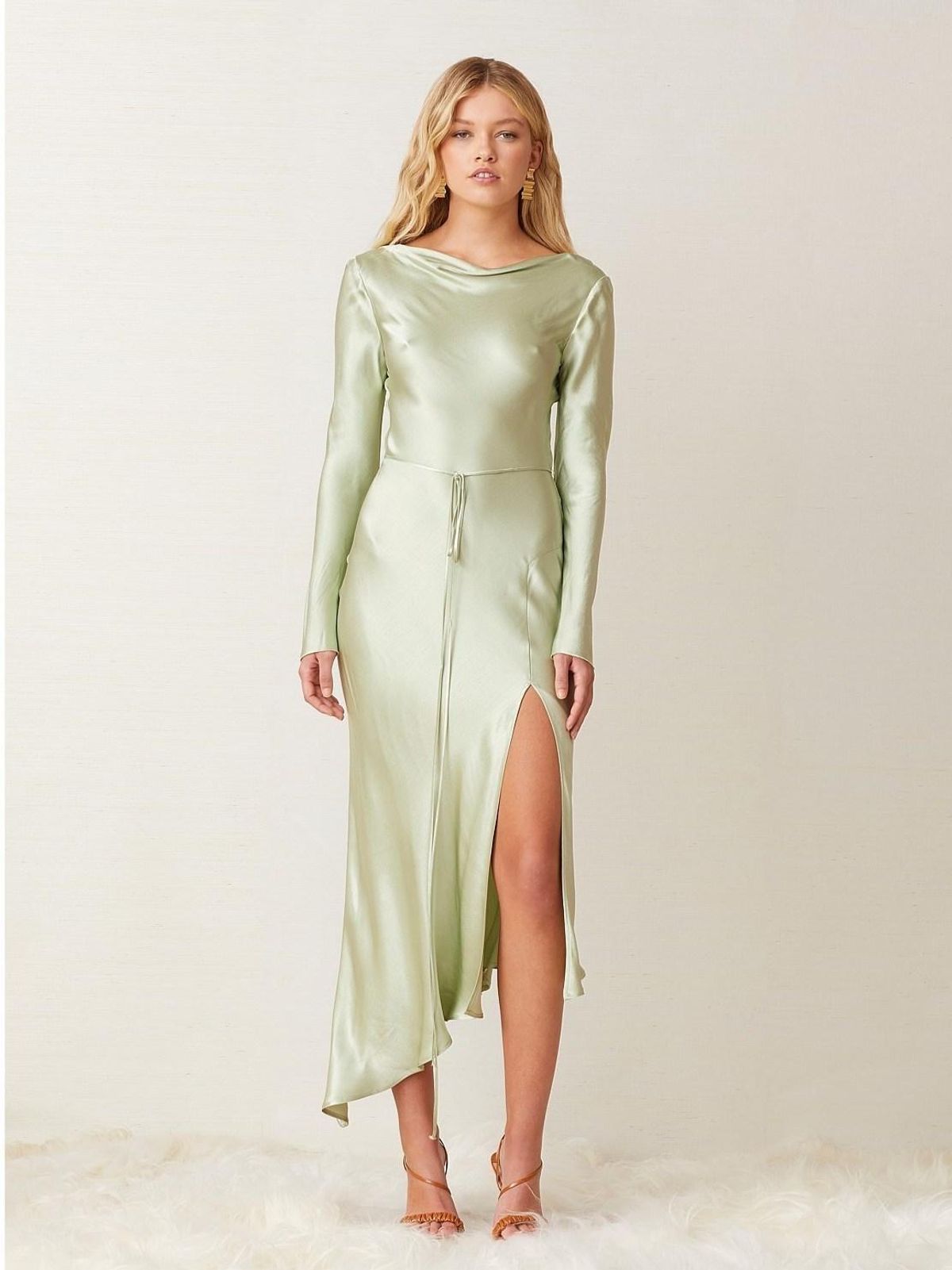 Bec & Bridge Crest Long Sleeve Midi Dress Green Size 6 - Image 1
