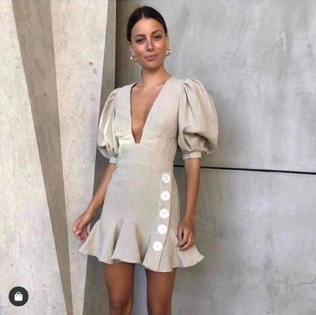 Joslin Studio Sophia Linen Canvas Dress Flax Grey Size 6 for rent on The Volte - main image