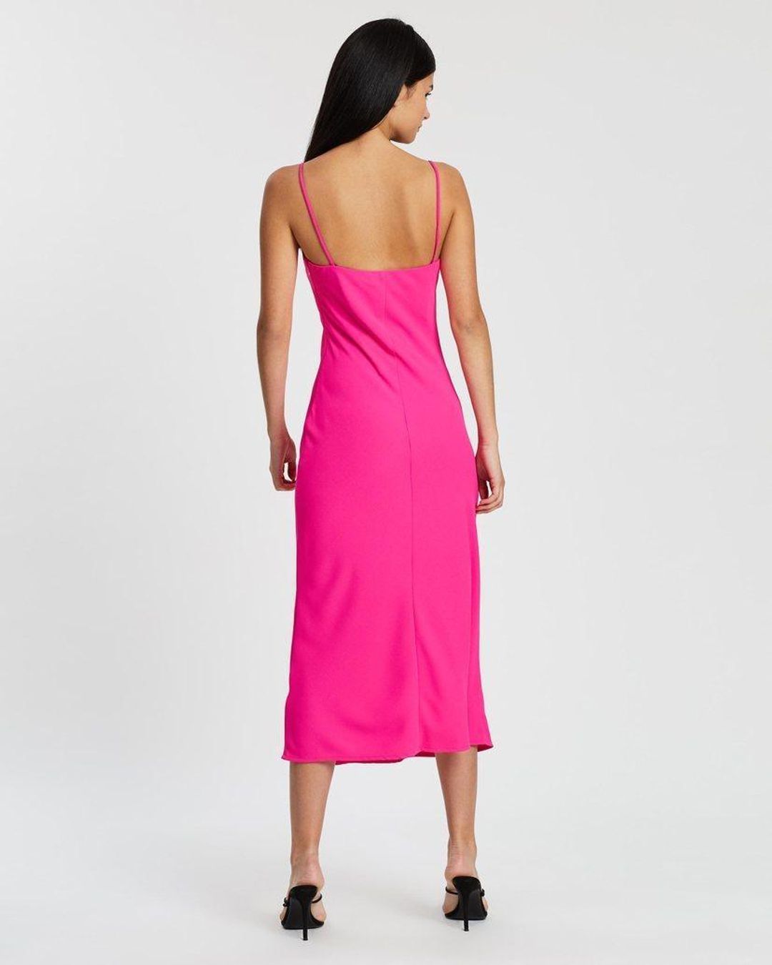 By Johnny Neon Bias Midi Dress Pink Size 4 for rent on The Volte - main image