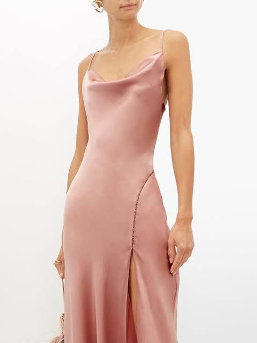 Jonathan Simkhai Cowl Neck Charmeuse Slip Dress Pink Size 6 for rent on The Volte - main image