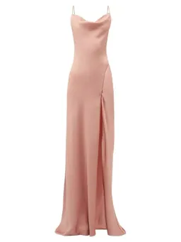Jonathan Simkhai Cowl Neck Charmeuse Slip Dress Pink Size 6 for rent on The Volte - image 1