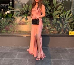 Jonathan Simkhai Cowl Neck Charmeuse Slip Dress Pink Size 6 for rent on The Volte - image 3