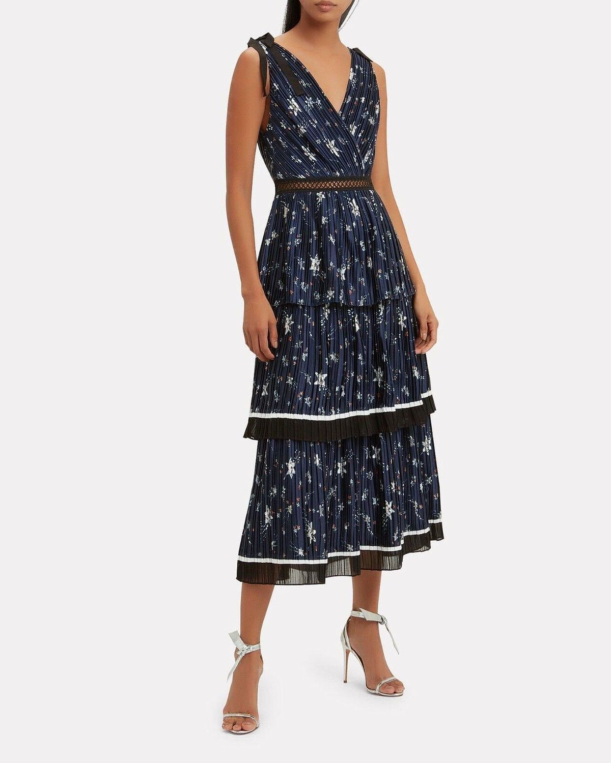 Self Portrait Star Satin Printed Midi Dress - Image 2