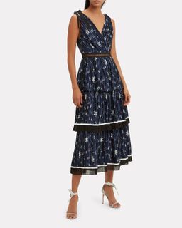 Self Portrait Star Satin Printed Midi Dress for rent on The Volte - image 2