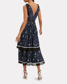 Self Portrait Star Satin Printed Midi Dress for rent on The Volte - image 4