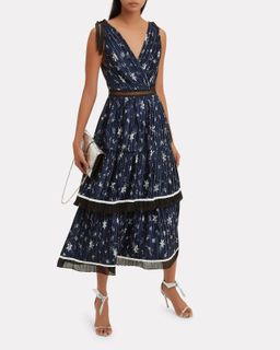 Self Portrait Star Satin Printed Midi Dress for rent on The Volte - image 3