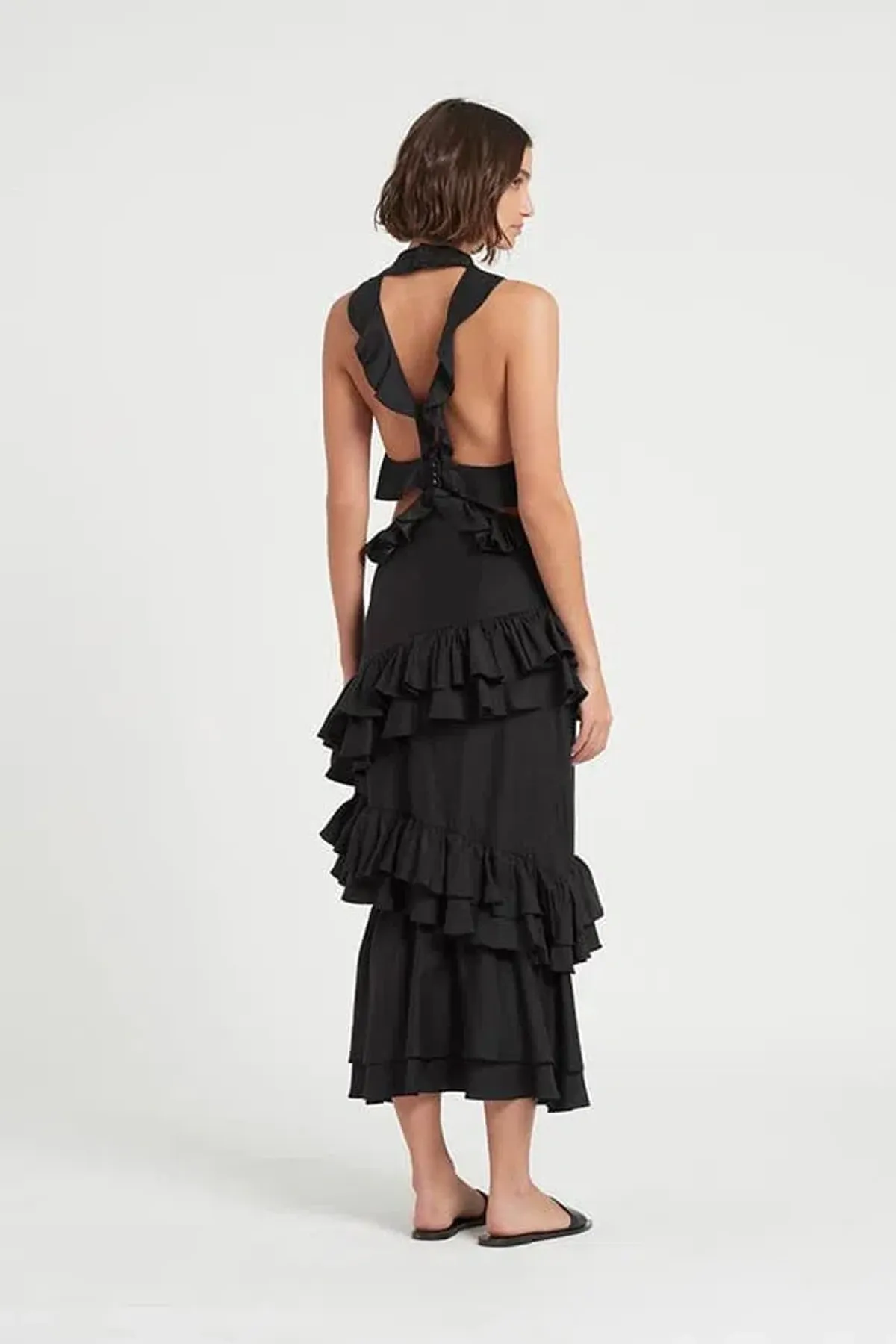Sir The Label Amaris Ruffle Gown Midi Dress Black Size 4 / AU 14 - Image 2