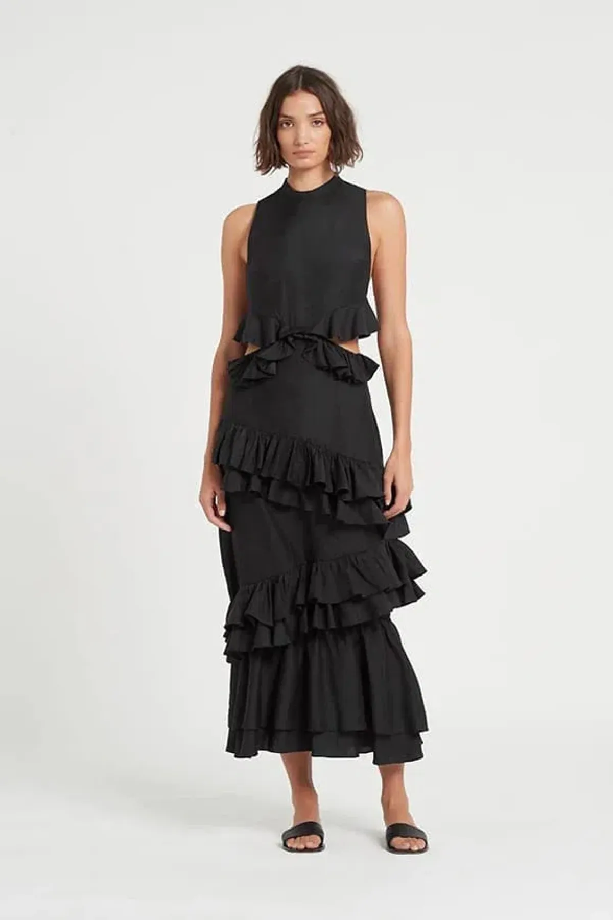 Sir The Label Amaris Ruffle Gown Midi Dress Black Size 4 / AU 14 - Image 1