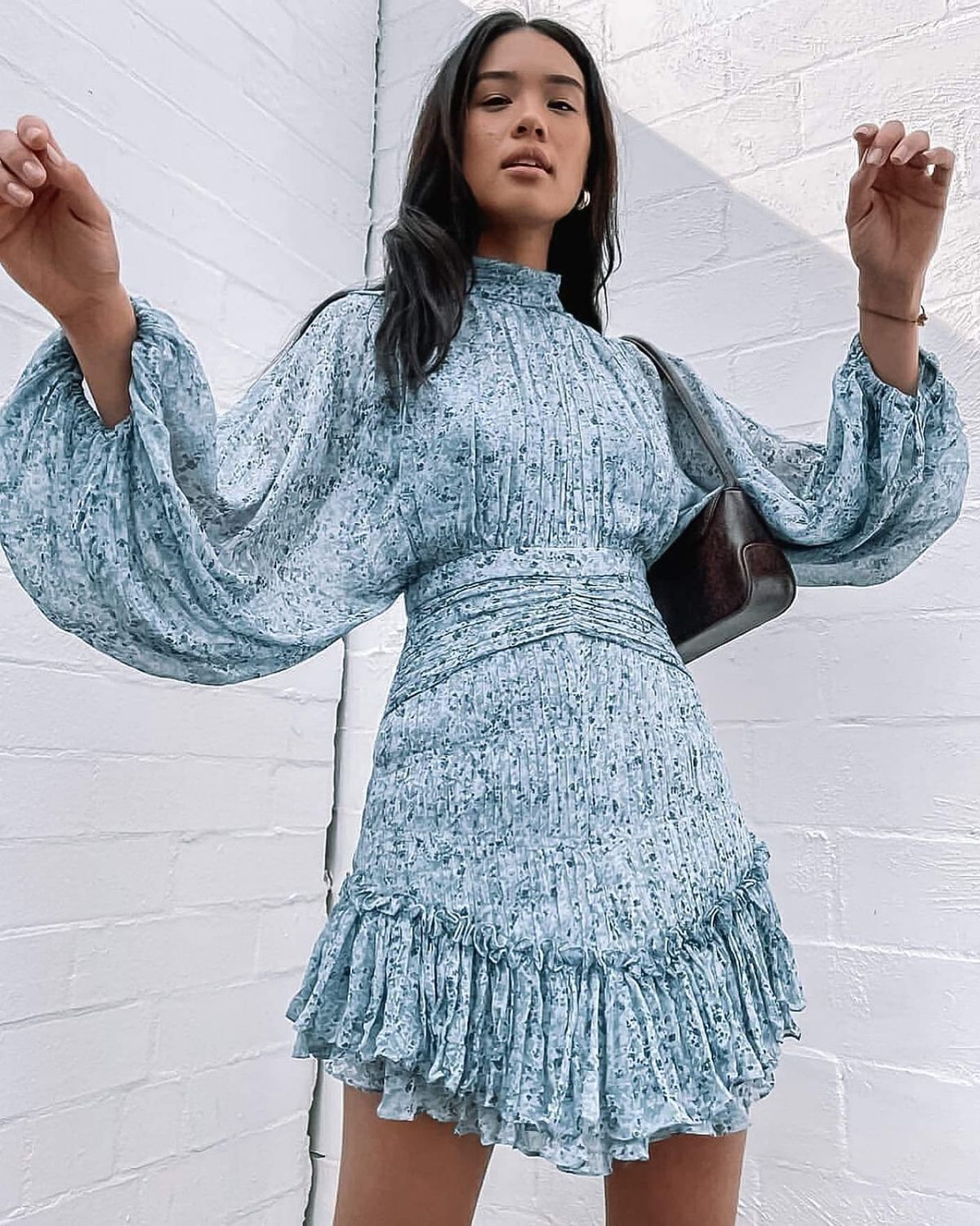 Shona Joy Harmony High Neck Ruched Mini Dress Blue Size 6 - Image 2