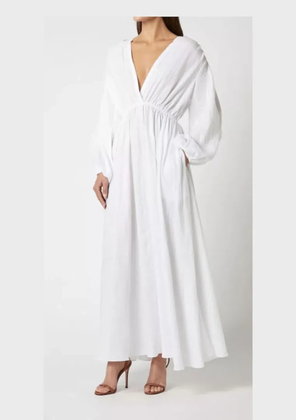 Scanlan Theodore Italian Linen Low Back Dress White Size 8 - Image 1