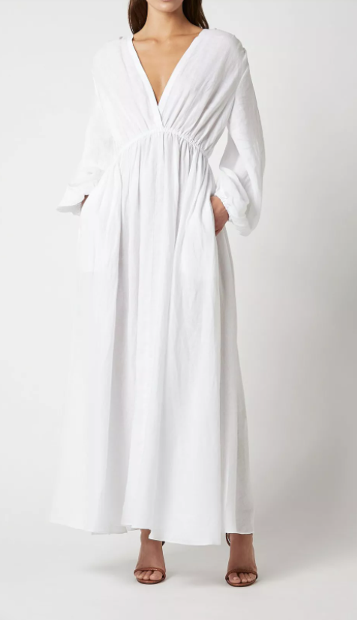 Scanlan Theodore Italian Linen Low Back Dress White Size 8 - Image 2
