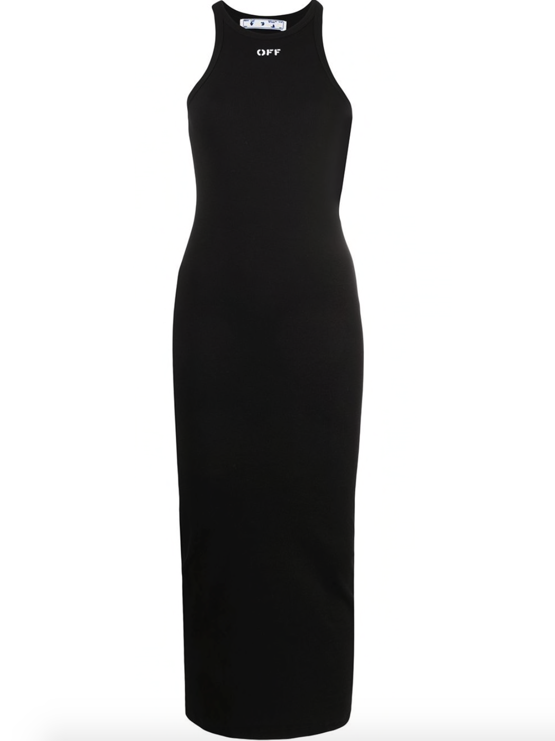 Off White Logo Fitted Midi Dress Black Size 8 for rent on The Volte - main image