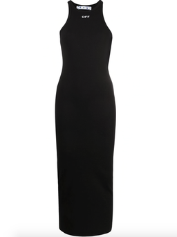 Off White Logo Fitted Midi Dress Black Size 8 for rent on The Volte - image 3