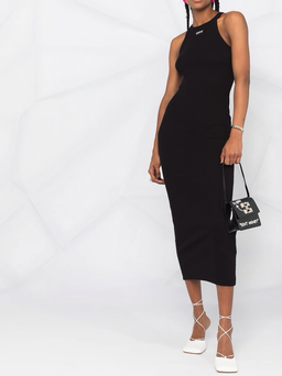 Off White Logo Fitted Midi Dress Black Size 8 for rent on The Volte - image 1