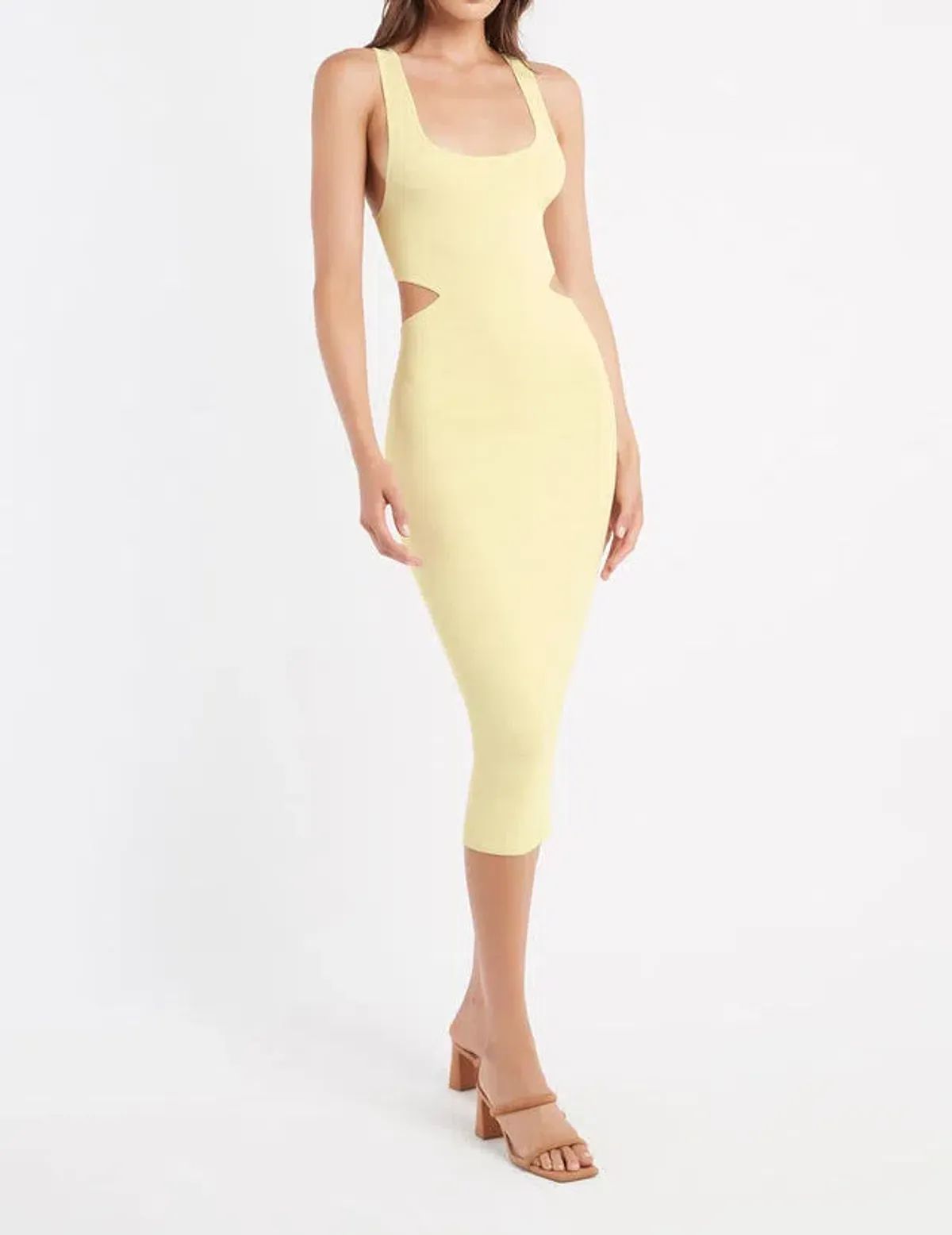 Kookai Malone Cut Out Midi Dress Yellow Size 12 - Image 1