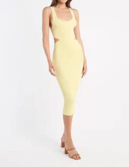 Kookai Malone Cut Out Midi Dress Yellow Size 12 for rent on The Volte - image 1