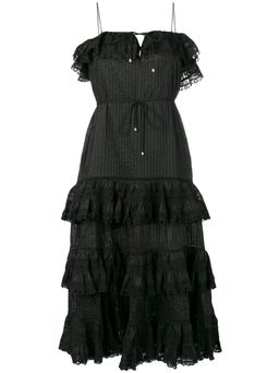 Zimmermann Juniper Black Ruffle Tie Midi Dress Black Size 6 for rent on The Volte - image 3