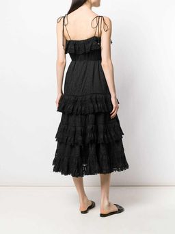Zimmermann Juniper Black Ruffle Tie Midi Dress Black Size 6 for rent on The Volte - image 2