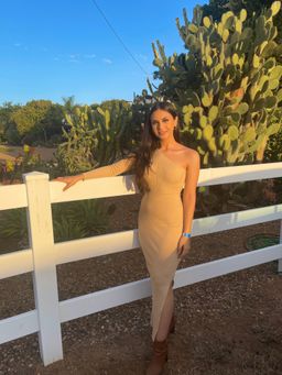 Aere One Shoulder Knit Maxi Dress Cream Size 8 for rent on The Volte - image 2