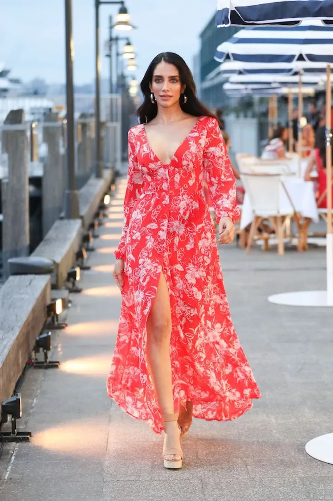 Kookai Sunshine Vee Maxi Dress Print Size 6 for rent on The Volte - main image