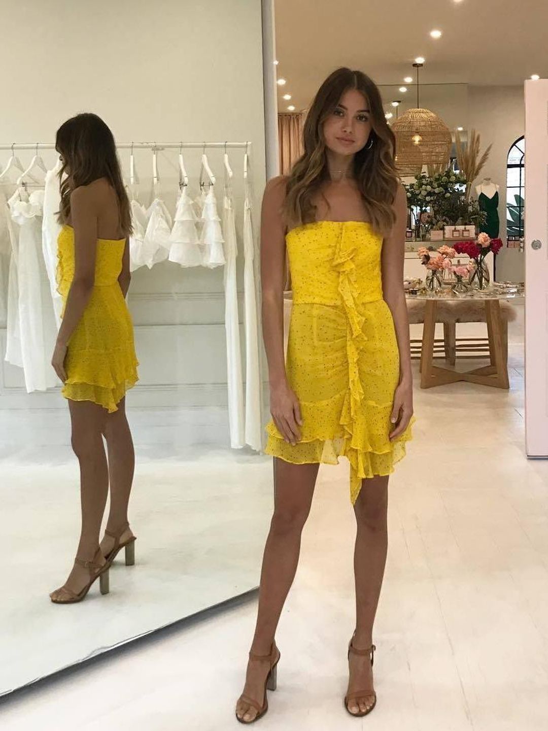 Bec and Bridge Hibiscus Golden Mini Dress for rent on The Volte - main image