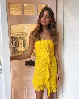 Bec and Bridge Hibiscus Golden Mini Dress for rent on The Volte - image 1