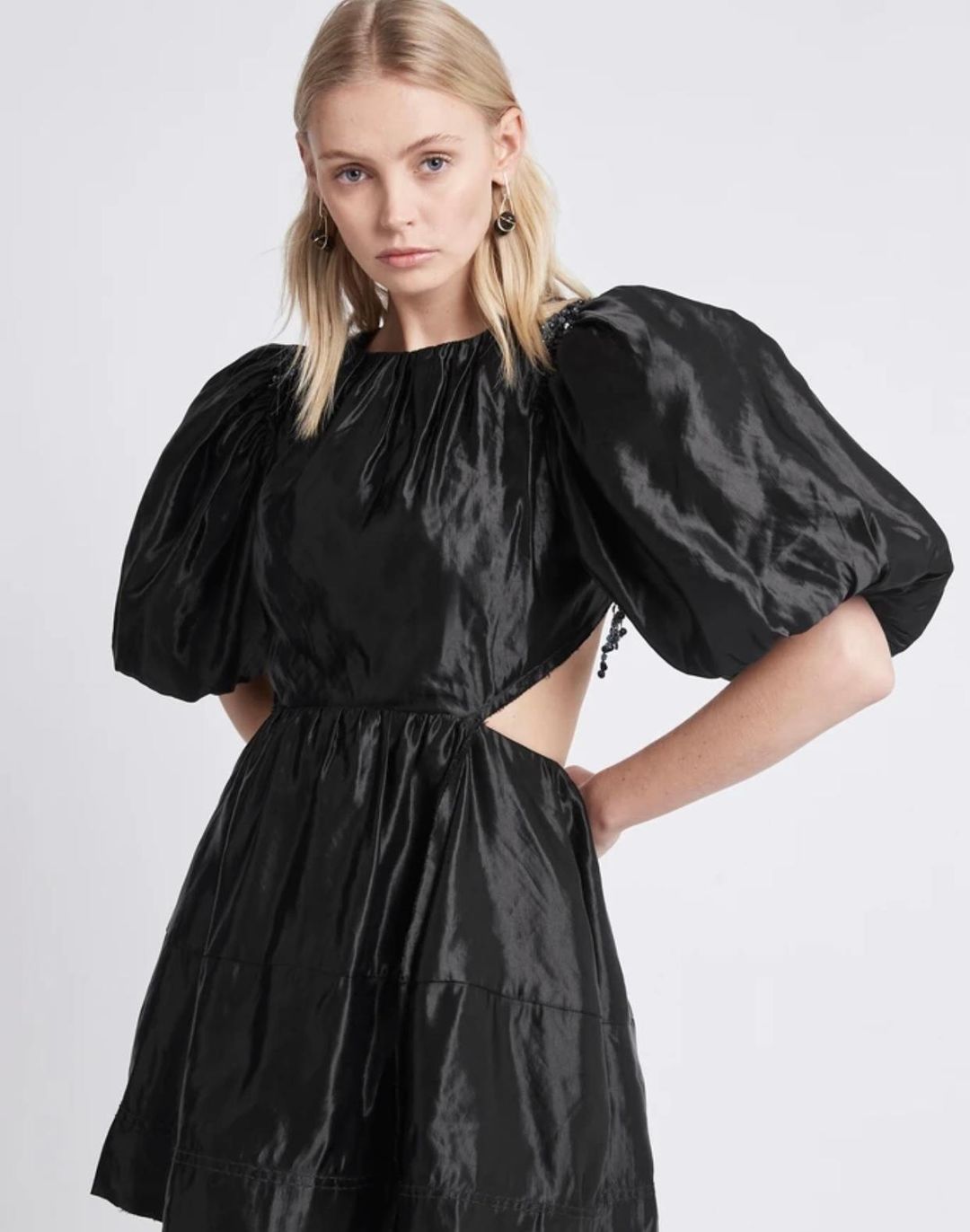 Aje Relic Beaded Mini Dress Black Size 14 for rent on The Volte - main image