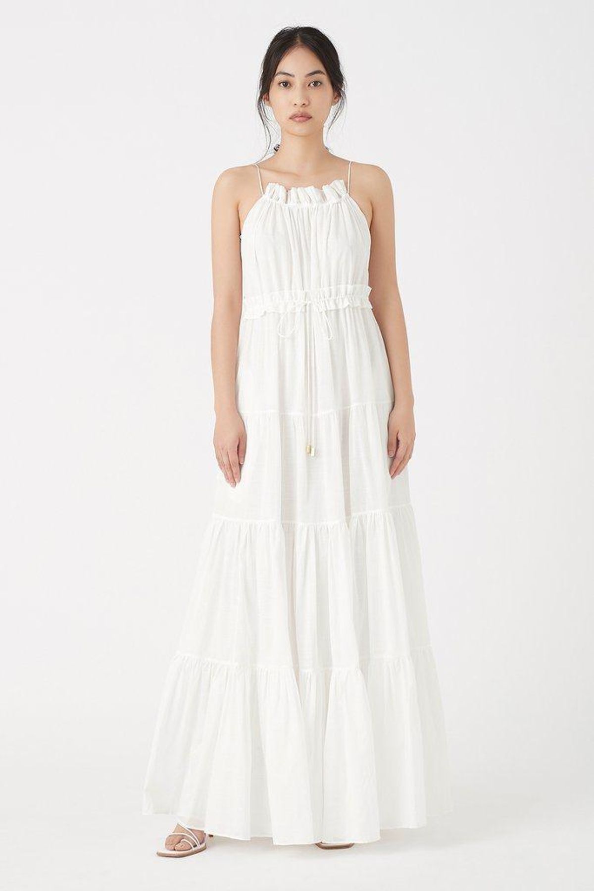 Aje Banksia Tiered Maxi Dress White Size 6 for rent on The Volte - main image