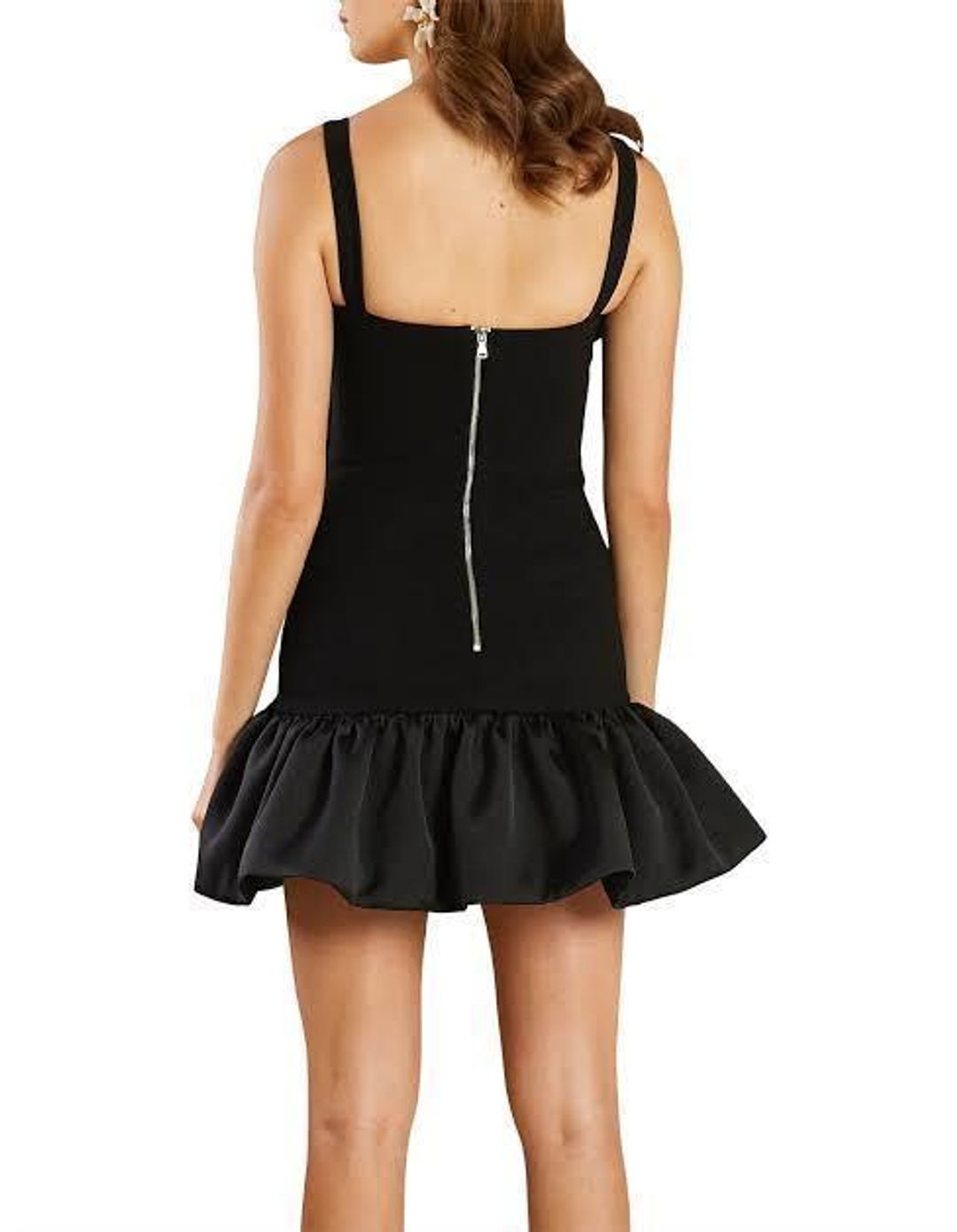 By Johnny Structured Ruffle Mini Dress Black Size 8 for rent on The Volte - main image